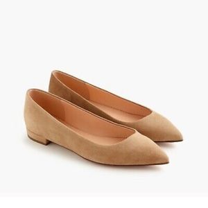 NEW J.Crew Pointy Toe Suede Flats | Ashen Brown